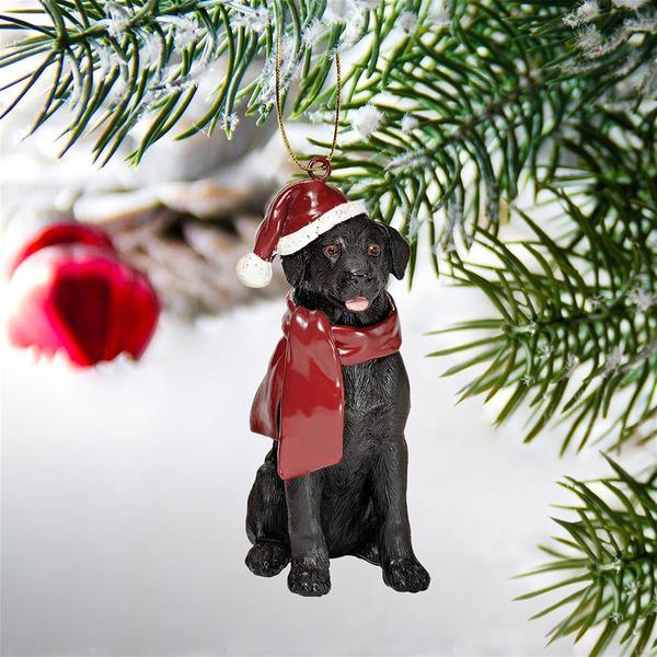 Design Toscano Black Labrador Retriever Holiday Dog Ornament Sculpture JH576310